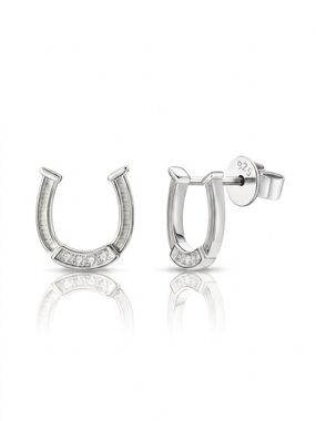 S925 Minimalist Moissanite Horseshoe Stud Earrings